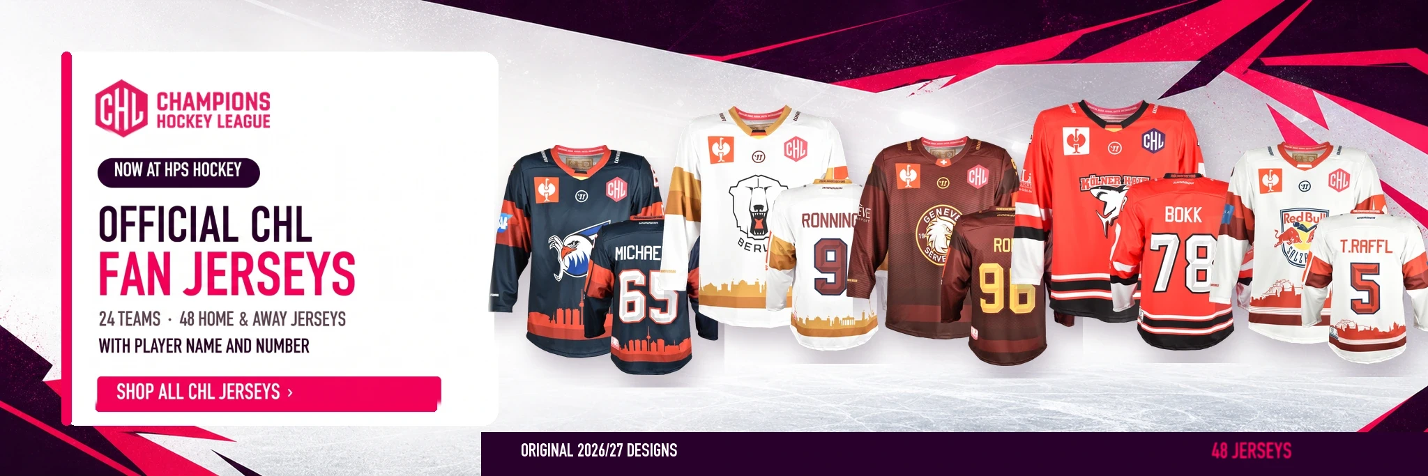 Official CHL fan jerseys: original 2026/27 designs with player name and number