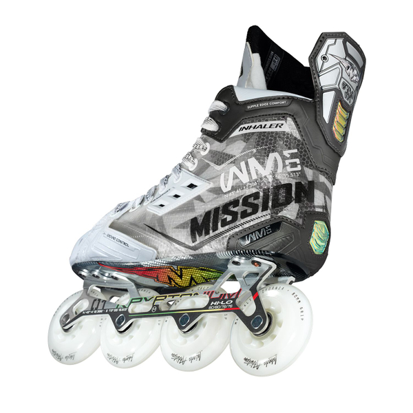 MISSION Inhaler WM01 Senior – Schrägansicht seitlich MISSION Inhaler WM01 Senior Inlinehockey Skates – Schrägansicht seitlich