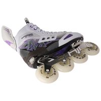 MISSION Inhaler FS2 Intermediate – Chassis und Rollen – Schrägansicht MISSION Inhaler FS2 Intermediate Inlinehockey Skates – Chassis und Rollen – Schrägansicht