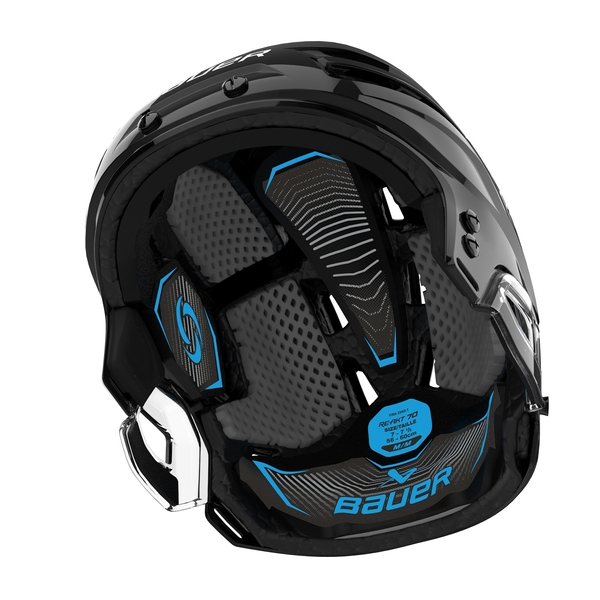 Interior view of the black BAUER RE-AKT 70 with EPP and VN foam padding