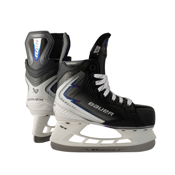 BAUER Vapor FLYLITE Youth Schlittschuhe – Paaransicht BAUER Vapor FLYLITE Youth Eishockey-Schlittschuhe Schwarz Weiß Blau Paaransicht