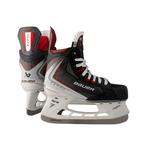 BAUER Vapor FLY30 Junior Schlittschuhe – Paaransicht BAUER Vapor FLY30 Junior Eishockey-Schlittschuhe Schwarz Weiß Rot Paaransicht