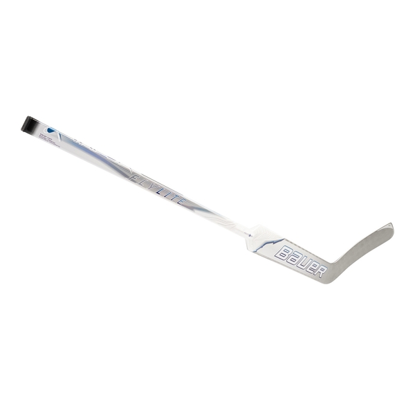 BAUER Vapor FLYLITE Senior Torwartschläger Weiß/Silber – Schaft- und Paddle-Ansicht Schaft und Paddle des BAUER Vapor FLYLITE Senior Torwartschlägers Rechts in Weiß/Silber