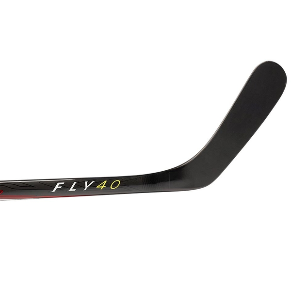 BAUER Vapor FLY40 Senior 60 Zoll Flex 87 Schlägerblatt Detail BAUER Vapor FLY40 Senior 60 Zoll Flex 87 Nahaufnahme des schwarzen ENERGY CORE Schlägerblatts