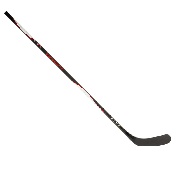 BAUER Vapor FLY40 Intermediate 57 Zoll Flex 55 Composite-Eishockeyschläger in Schwarz Weiß Rot mit gelbem FLY40 Logo