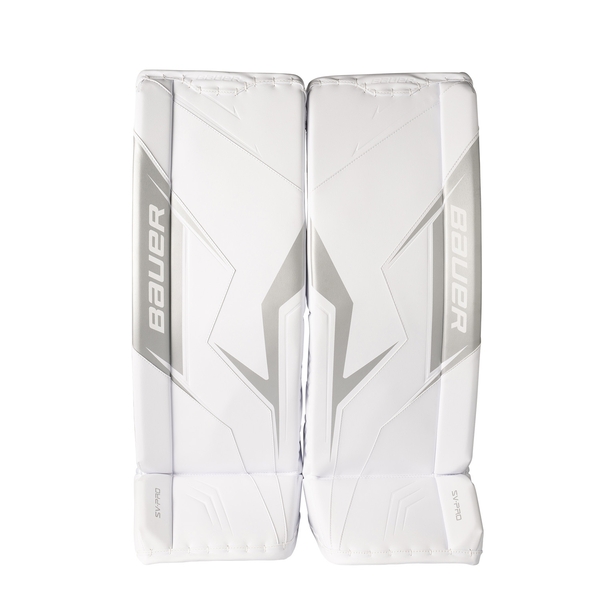 BAUER SV-PRO S25 Torwart-Schienen Senior Weiß Vorderansicht BAUER SV-PRO S25 Torwart-Schienen Senior in Weiß von vorne
