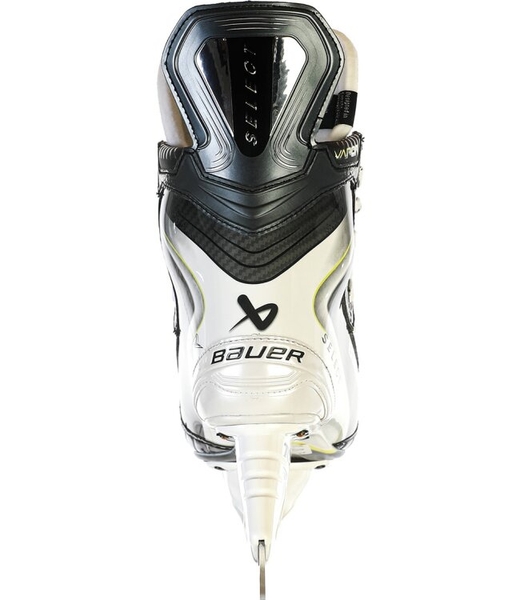 BAUER Vapor Select Intermediate Eishockeyschlittschuh Rückansicht BAUER Vapor Select Intermediate Eishockeyschlittschuh in Schwarz und Gelb – Rückansicht