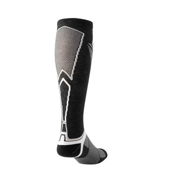 BAUER S25 Supreme Pro Schlittschuhsocke Rückansicht Lange BAUER S25 Supreme Pro Senior Schlittschuhsocke in Schwarz Weiß Grau – Rückansicht