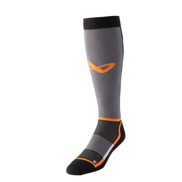 Lange BAUER S25 Warmth Senior Schlittschuhsocke in Grau Schwarz Orange – Vorderansicht