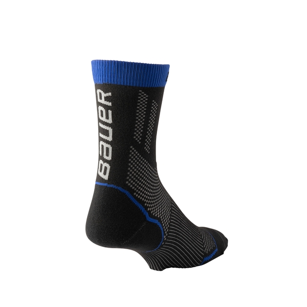 BAUER S25 Performance Schlittschuhsocken Senior kurz Schwarz Blau Rückansicht BAUER S25 Performance Low Schlittschuhsocke Schwarz Blau von hinten