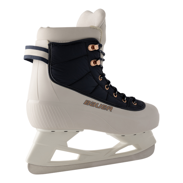 BAUER Radiant beheizbarer Freizeitschlittschuh Senior in Creme Navy schräg von hinten