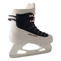 BAUER S25 Radiant Heated Skate Senior Cream Navy Rear View BAUER Radiant heated recreational skate Senior in Cream Navy from the rear