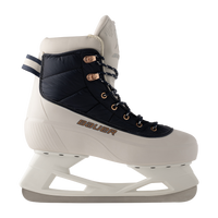 BAUER S25 Radiant Heated Skate Senior Cream Navy Side View BAUER Radiant heated recreational skate Senior in Cream Navy from the side