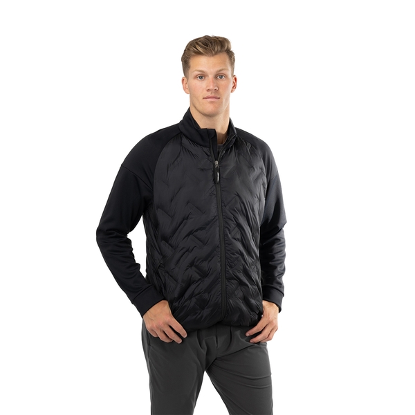 Schwarze BAUER FLC Core Hybrid Jacke Senior in gerader Vorderansicht