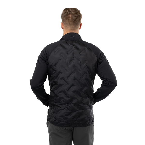 Schwarze BAUER FLC Core Hybrid Jacke Senior mit gestepptem Rückenbereich von hinten
