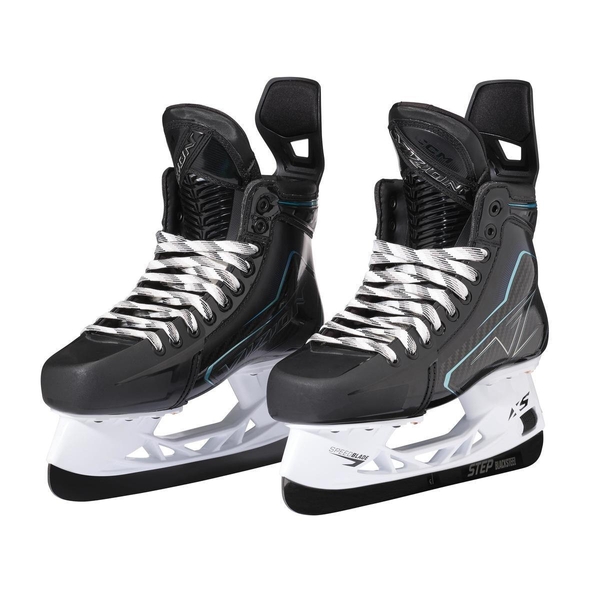 CCM VIZION Senior Ice Hockey Skates – Pair View CCM VIZION Senior ice hockey skates in Black with white holders – front pair view