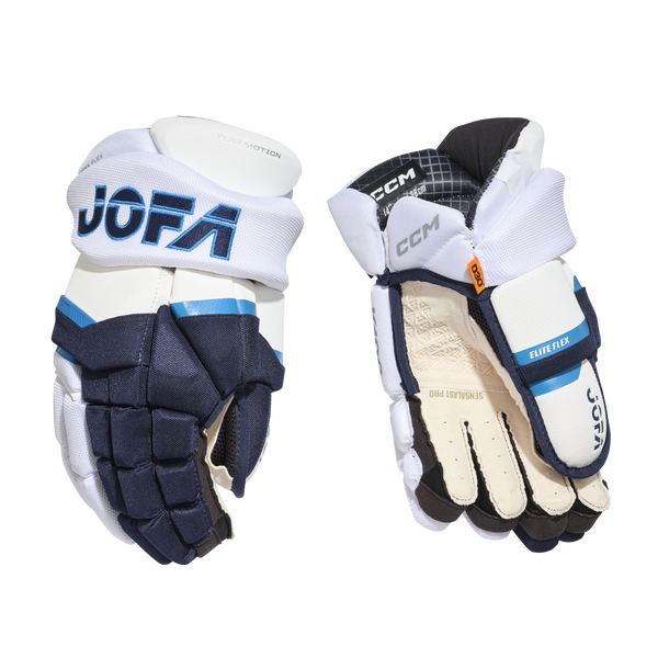 CCM JOFA 2026 Eishockeyhandschuhe Senior White/Navy – Hauptansicht CCM JOFA 2026 Eishockeyhandschuhe Senior White/Navy Hauptansicht