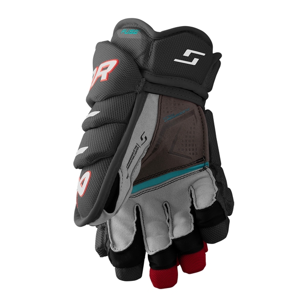 BAUER Supreme FUSE Junior Schwarz Rot Innenhand BAUER Supreme FUSE Junior Eishockeyhandschuh Schwarz Rot mit CONNEKT-Z Innenhand