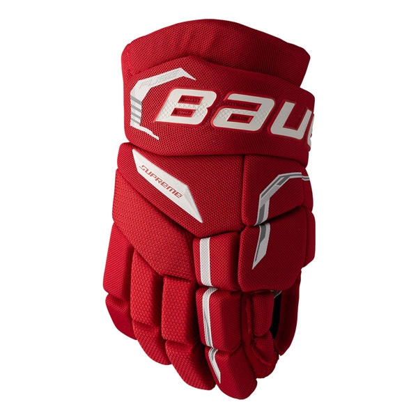 BAUER Supreme FUSE Youth Schwarz Rot Vorderansicht BAUER Supreme FUSE Youth Eishockeyhandschuh Schwarz Rot in Vorderansicht