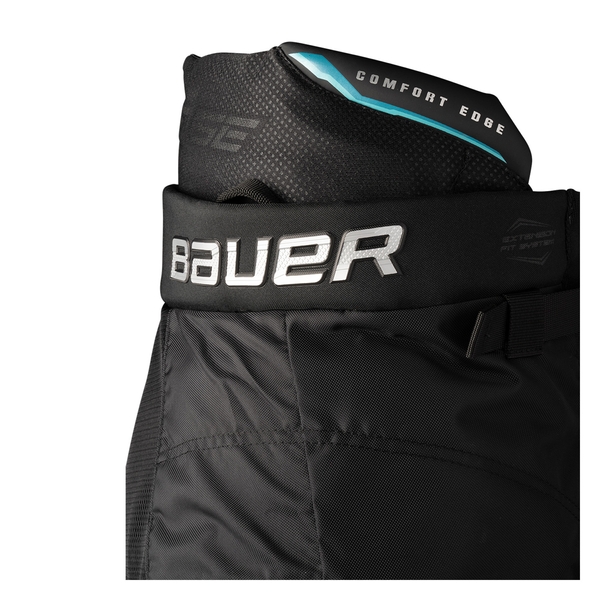 BAUER Supreme FUSE Senior Hockey Pants – Comfort Edge Detail Detail view of the Comfort Edge and waistband on the BAUER Supreme FUSE Senior hockey pants