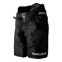 BAUER Supreme FUSE Senior Hockey Pants Black – Front View Front view of the BAUER Supreme FUSE Senior hockey pants in black