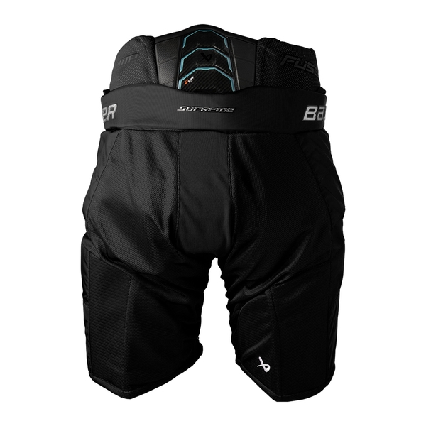 Rear view of the BAUER Supreme FUSE Junior hockey pants in black