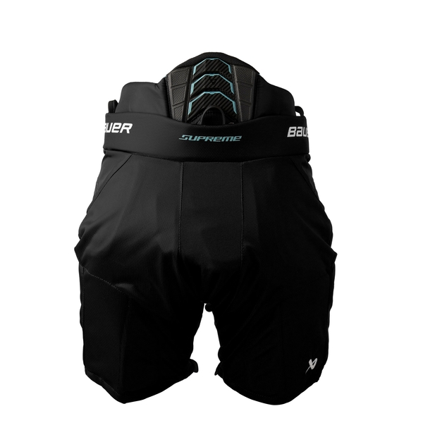Rear view of the BAUER Supreme FUSE Youth hockey pants in black