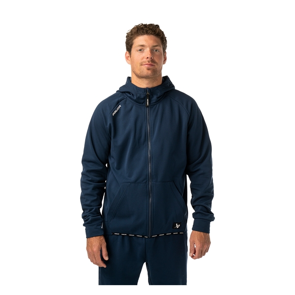BAUER Team Fleece Zip Hoodie Senior Marineblau am Model – vollständige Vorderansicht