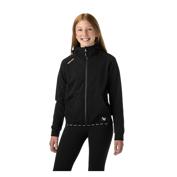 BAUER Team Fleece Zip Hoodie Youth Schwarz Youth am jungen Model – Vorderansicht