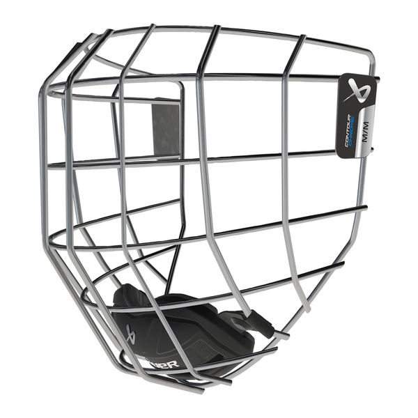 True Vision wire geometry and chin cup of the BAUER Contour Chrome Facemask S26 – rear view