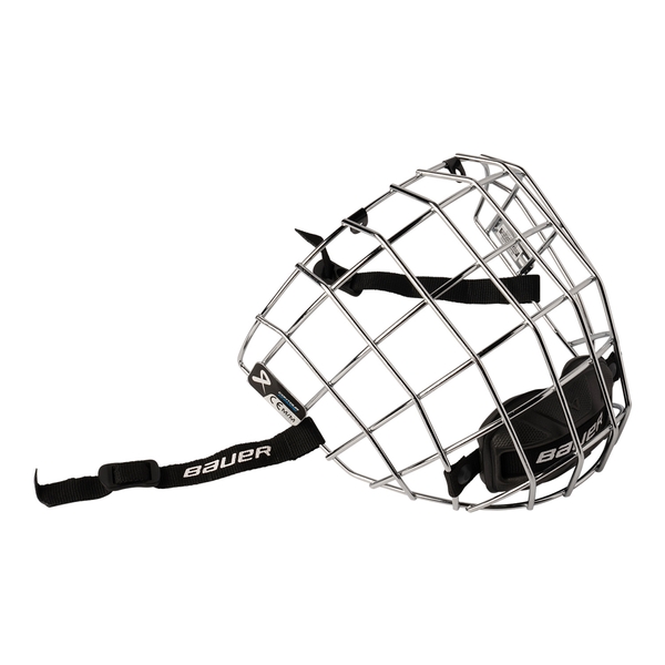 BAUER Contour Chrome stainless-steel facemask S26 with chin cup – side view