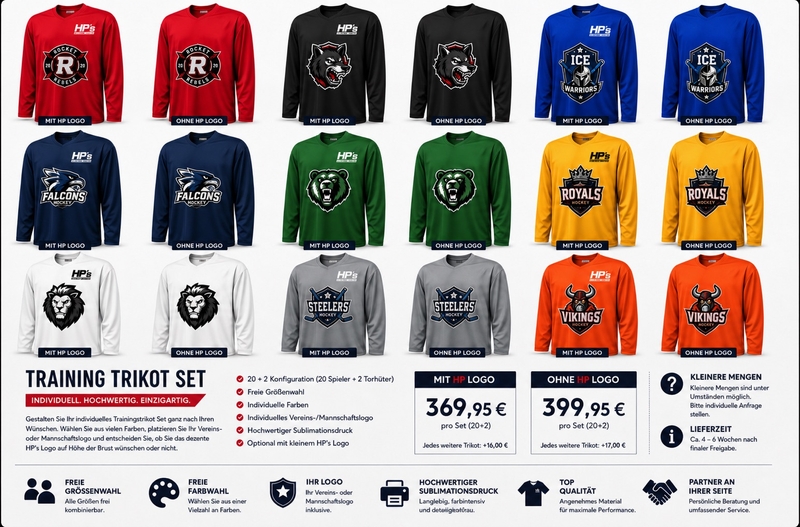 Custom 20+2 training jersey sets with club logo in different colours