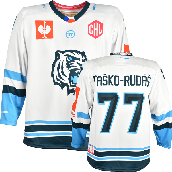 Bílí Tygři Liberec CHL Fantrikot 2026/27 Away Bílí Tygři Liberec Away Fantrikot Vorder- und Rückseite