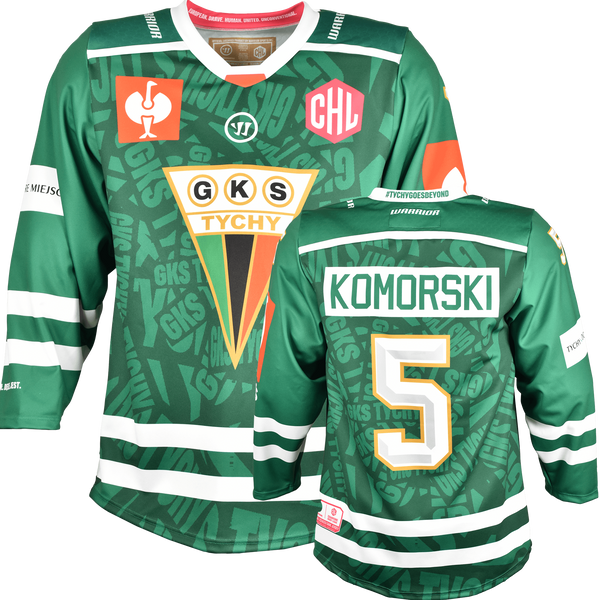 GKS Tychy CHL Fan Jersey 2026/27 Home GKS Tychy CHL home fan jersey front and back view