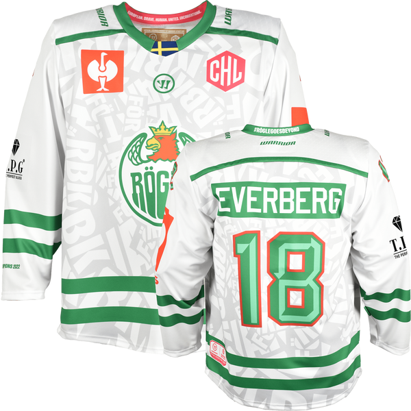 Rögle Ängelholm CHL away fan jersey front and back view