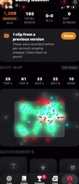 HeadsUpHockey Shooting Trainer Fortschritt und Shot Map