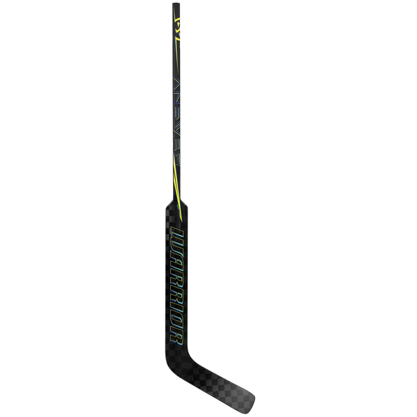 Warrior Answer 24" goalie stick black/yellow – left hand, detail view 1 Warrior Answer goalie stick 24 in, black/yellow, left hand – rear view