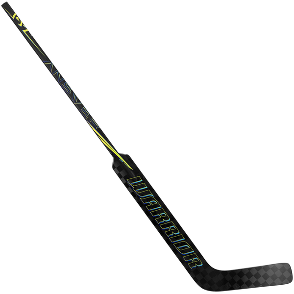 Warrior Answer 24" goalie stick black/yellow – left hand, detail view 3 Warrior Answer goalie stick 24 in, black/yellow, left hand – second angled view