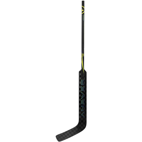 Warrior Answer 23" goalie stick black/yellow – left hand, front view Warrior Answer goalie stick 23 in, black/yellow, left hand – full view