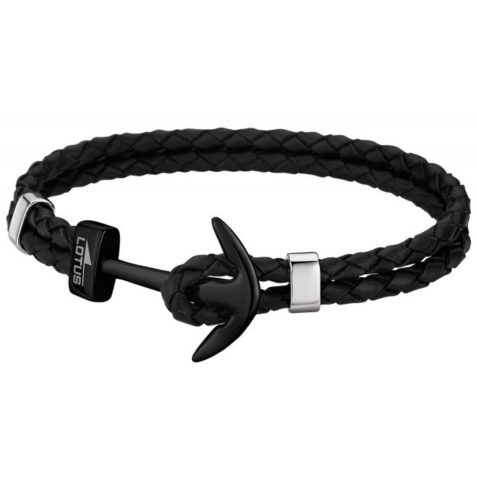 Lotus Style Lederarmband Anker schwarz LS1832-2/6