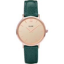 Sale - Cluse Minuit Rose Gold Champagne/Emerald Lizard CL30052