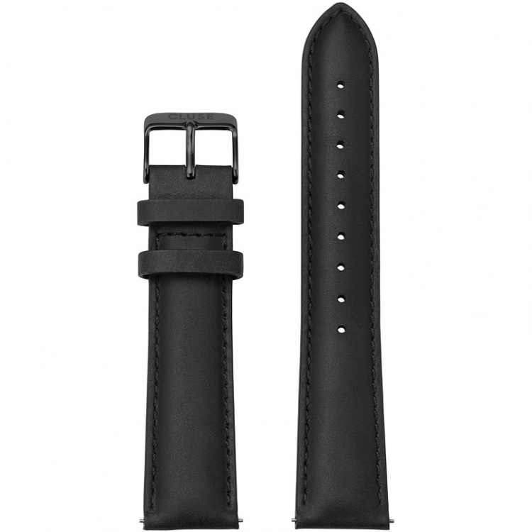 Cluse CS1408101068 Strap 20 mm Leather, Black/ Black