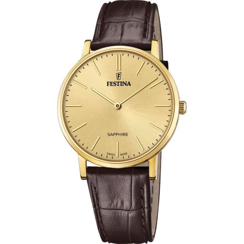 Festina Swiss Made F20016/2 Sapphire Goldfarbene Herrenuhr