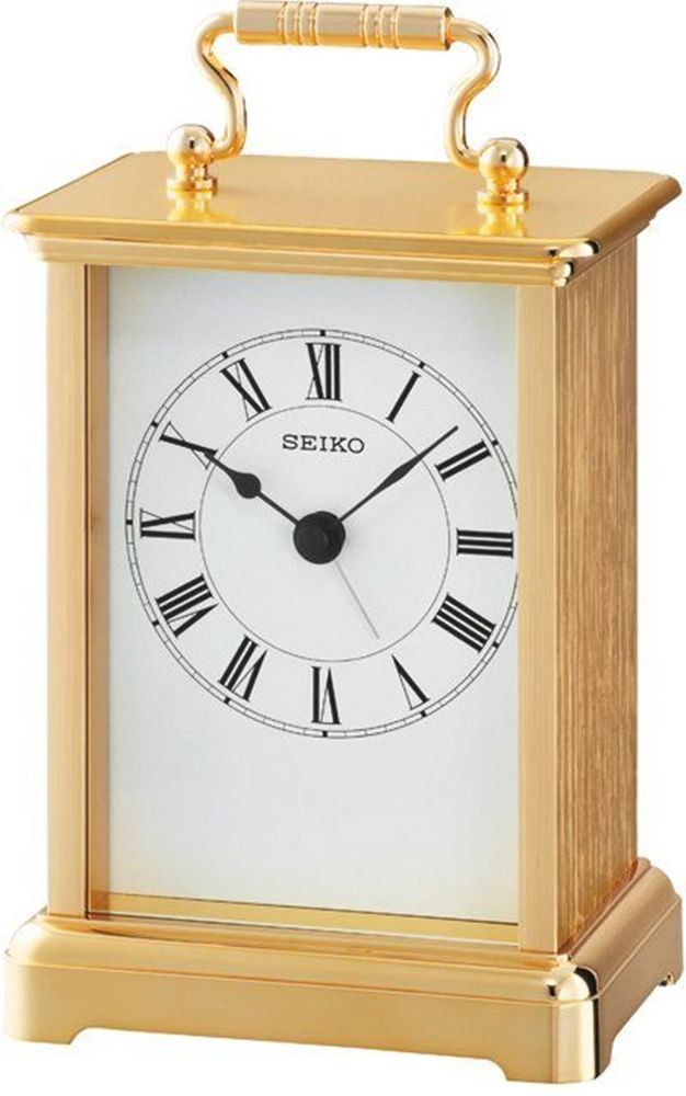 Seiko Clocks Gold Metal Mantel Clock QHE093G