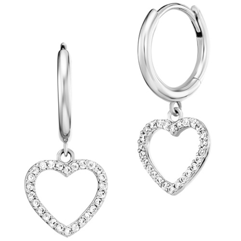 Angel Whisperer Silver Cubic Zirconia Open Heart Hoop Earrings ERE-HEARTSHINY-ZI-CR