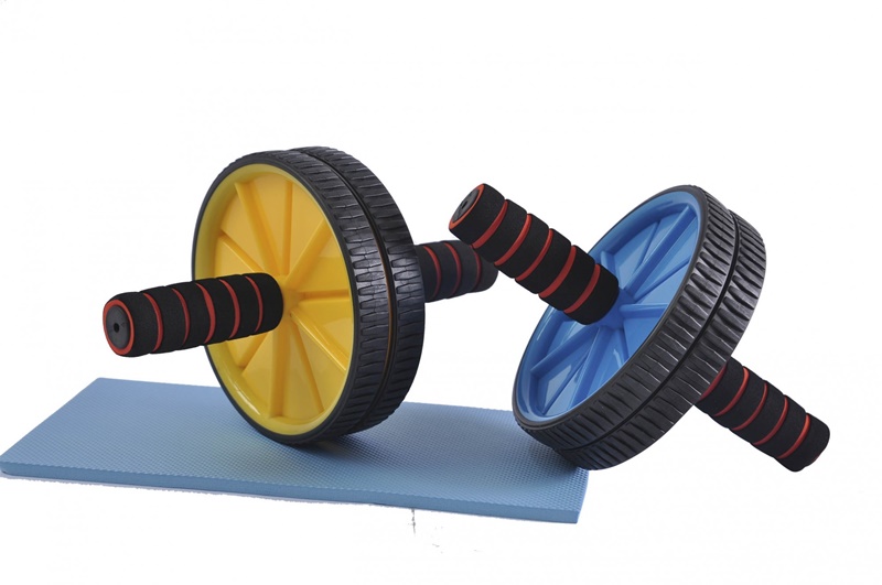 AB Wheel Dual Pro Rücken, Arm, Schulter und Bauchtrainer Bauchroller + Matte