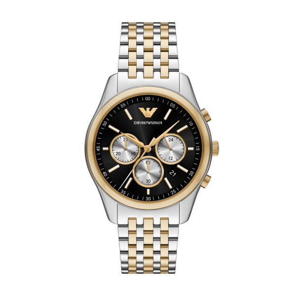 Emporio Armani AR11713 – Elegante Herrenuhr mit zweifarbigem Edelstahlarmband und Chronograph