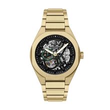 Armani Exchange AX4194 Herren Automatikuhr – Goldenes Design mit skelettiertem Zifferblatt