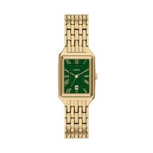 Fossil Damen Uhr ES5452 – Elegante goldene Armbanduhr mit grünem Zifferblatt