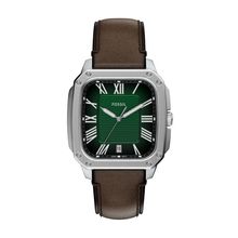 Fossil Herren Uhr FS6150 – Stilvolle Armbanduhr mit grünem Zifferblatt und braunem Lederarmband